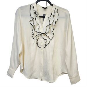 Ann Taylor frill button-down long sleeve blouse, MP